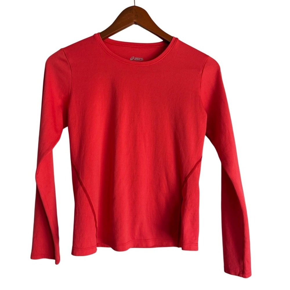 Asics Running Shirt Womens Small‎ Red Long Sleeve Performance Athletic